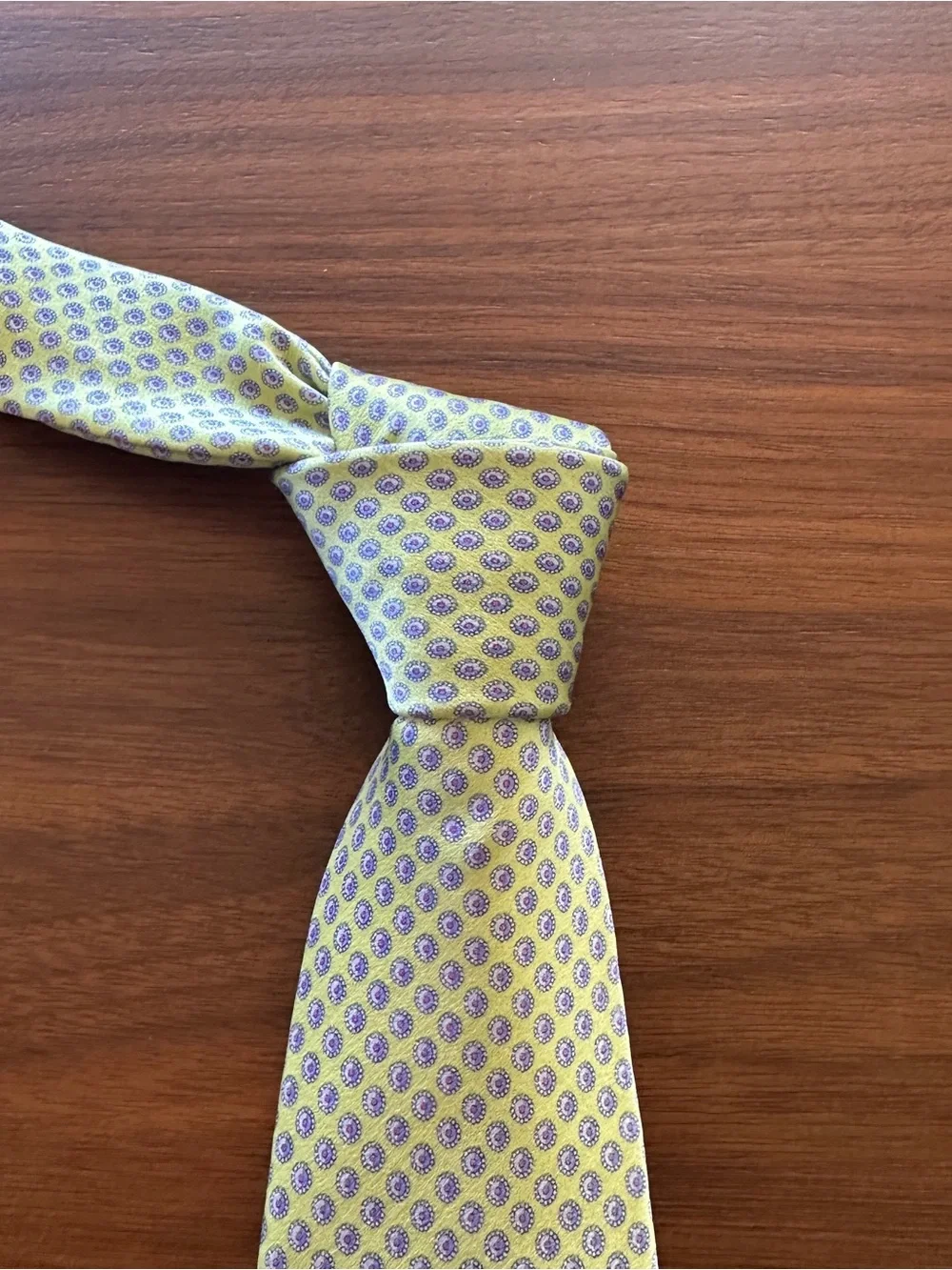 Valentino Yellow and Lavender Floral Medallion Silk Tie